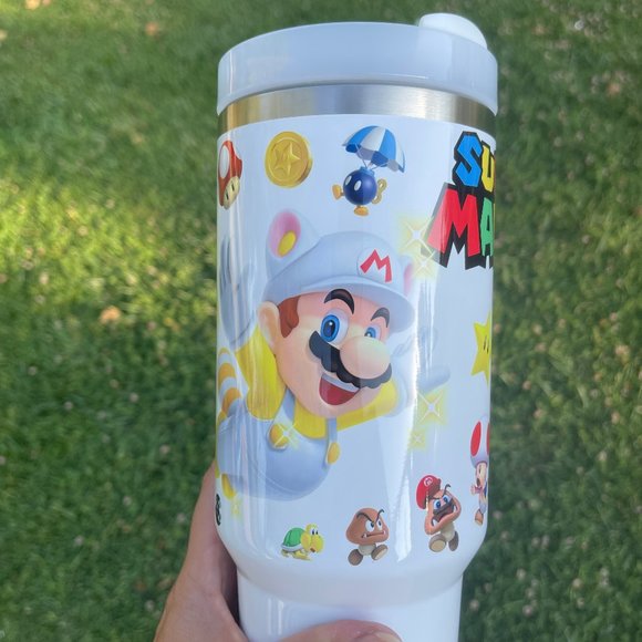 Nintendo Super Mario Bros Tumbler 40 oz tumbler with hand carry … - Picture 7 of 15